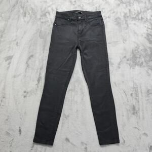 Anthropologie Level 99 Jeans Womens 28 Black‎ Mid Rise Skinny Crop Stretch Denim